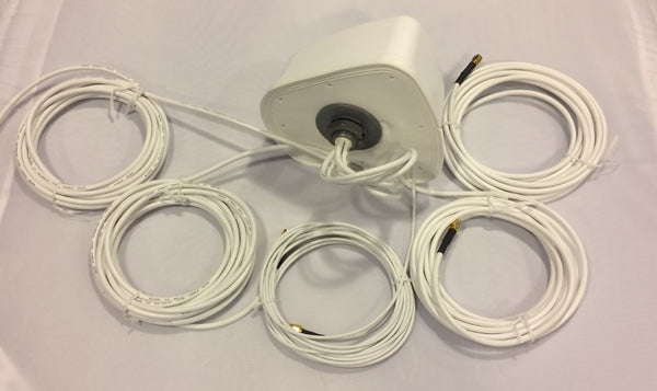 RFMAX Legacy Multi Element Antenna for Vehicles, MiMo 4G + WiFi + GNSS, White/Black, 17 Ft Cable
