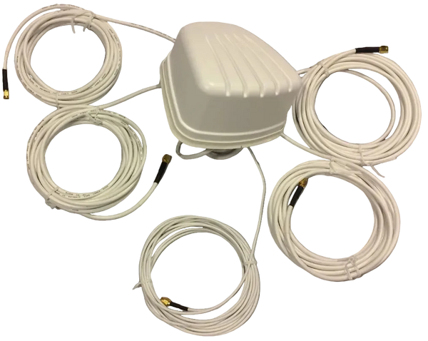 RFMAX Legacy Multi Element Antenna for Vehicles, MiMo 4G + WiFi + GNSS, White/Black, 17 Ft Cable
