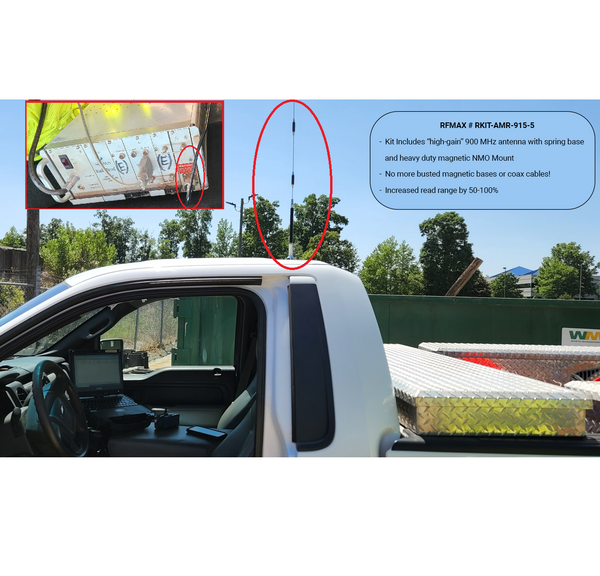 AMR Antenna & Magnetic Mount for Sensus, Xylem, Neptune, Badger, Master Meter, Zenner, Kamstrup. 900 Mhz Automated Meter Reading. 
