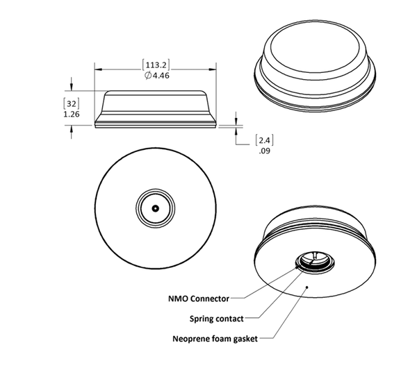 Low Profile Hockey Puck Black Antenna For UHF Radios, NMO connector