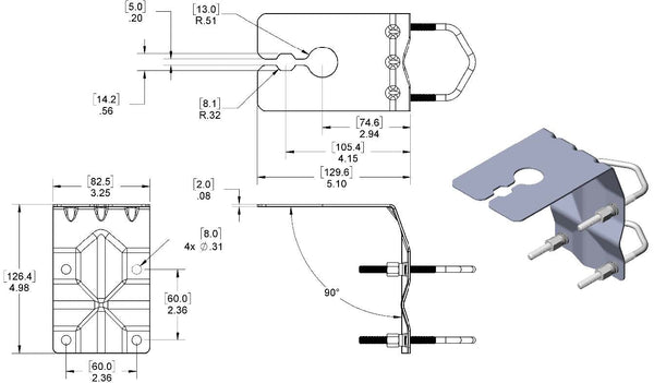 Universal, Heavy Duty Pole or Wall Mount Bracket for 5/8