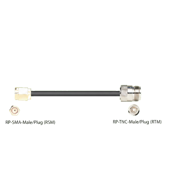 Pigtail: Black 240 Type Low Loss Coax Cable - 10 Feet - Reverse Polarity SMA Male - Reverse Polarity TNC Male