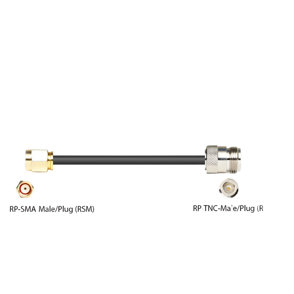 Pigtail: Black 240 Type Low Loss Coax Cable - 10 Feet - Reverse Polarity SMA Male - Reverse Polarity TNC Male