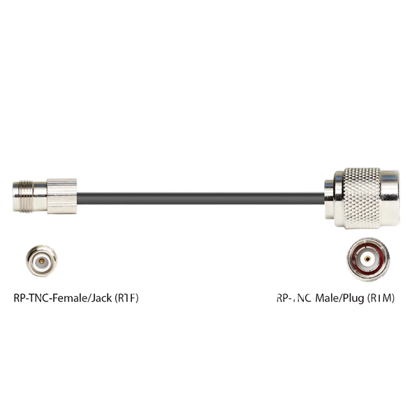 195 low loss Assembly with RP TNC-Female and RP TNC-Male Connectors, 50 Ohm, Black color Jacket