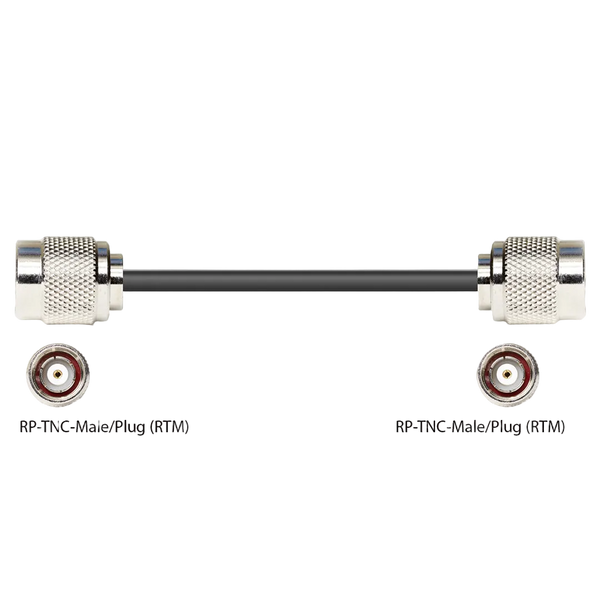 Low loss Coax cable with RP TNC-Male and RP TNC-Male Connectors, White Jacket, 50 OHM