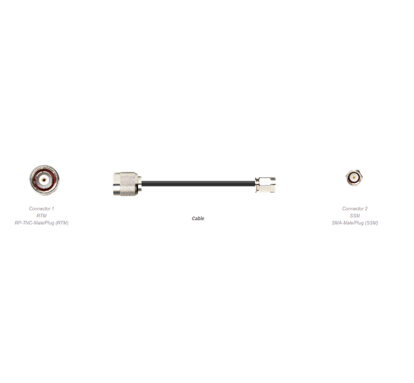 Low loss cable with RP TNC-Male and SMA-Male Connectors, Black Jacket, 50 OHM
