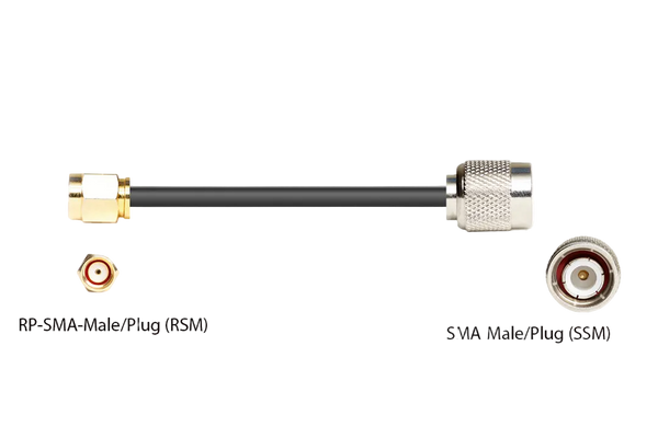 Low loss cable with RP TNC-Male and SMA-Male Connectors, Black Jacket, 50 OHM