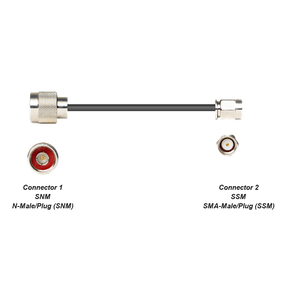 Low loss cable assembly with N-Male and SMA-Male Connectors, black jacket, 50 Ohm