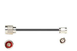Low loss cable assembly with N-Male and SMA-Male Connectors, black jacket, 50 Ohm
