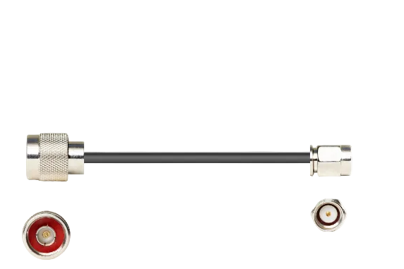 Low loss cable assembly with N-Male and SMA-Male Connectors, black jacket, 50 Ohm
