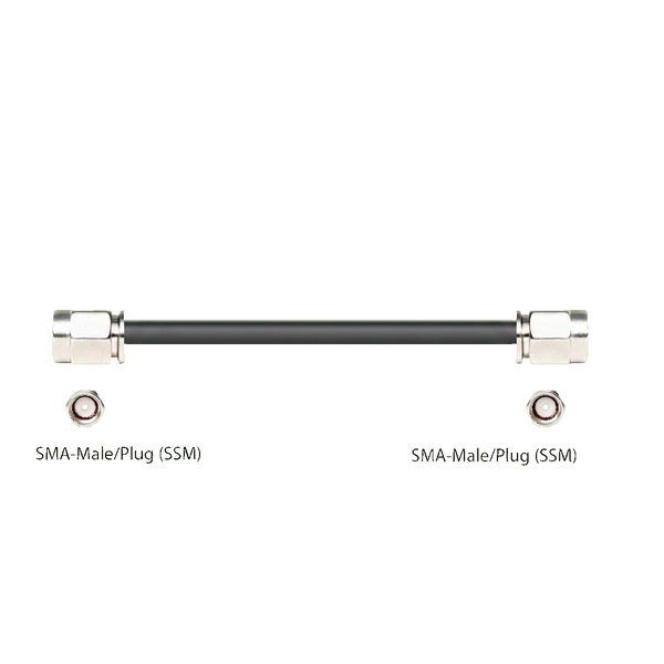 Low loss Cable Assembly with SMA-Male and SMA-Male Connectors, black jacket, 50 Ohm