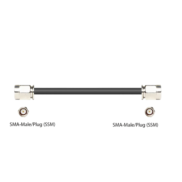 Low loss Cable Assembly with SMA-Male and SMA-Male Connectors, black jacket, 50 Ohm