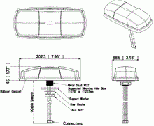 Triple Pass Antenna-1x GPS/GNSS, 1x 4G/5G, 1x Wi-Fi 17 FT Cable Direct Mount | RBDM-G5W-17-SSS-B