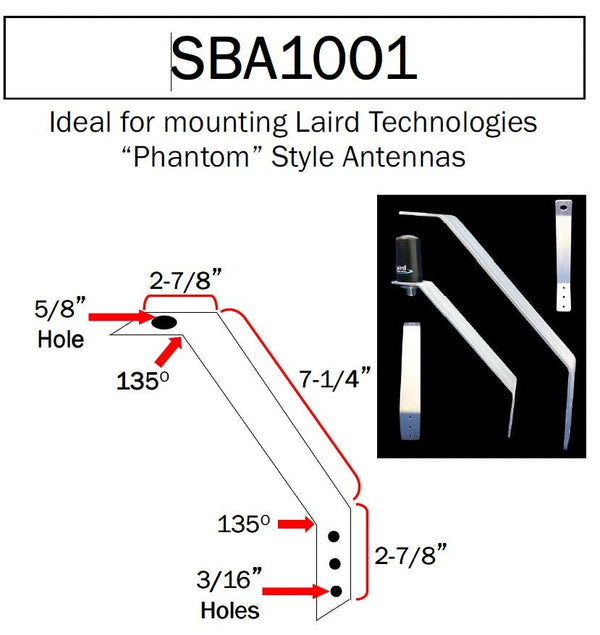 Aluminum Mounting Bracket for Antennas with N-Female Permanent Mount - 5/8 inch