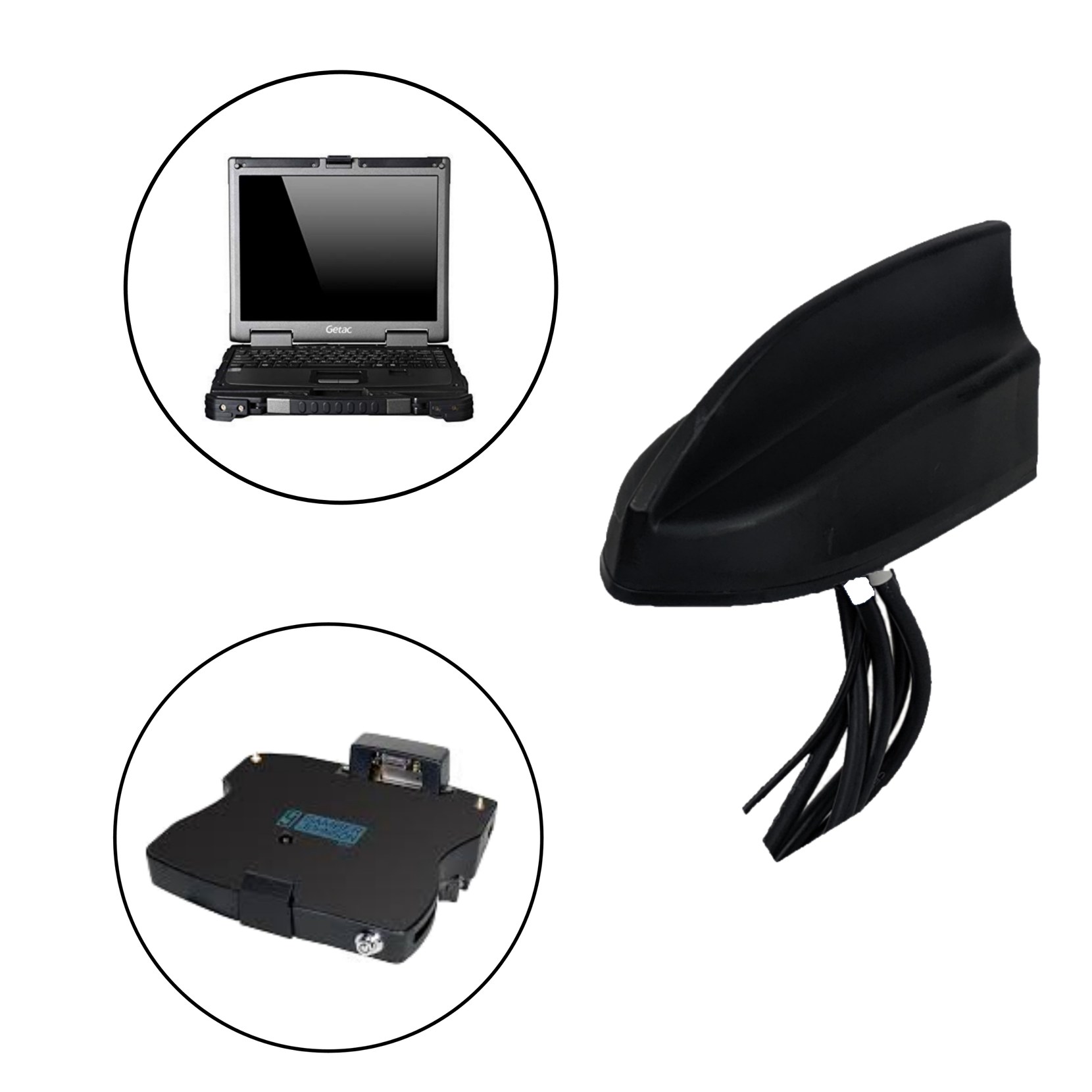 Thin Sharkfin Antenna for Getac Mobile Docking Computers/Tablets and Gamber Johnson/Havis Docking Stations
