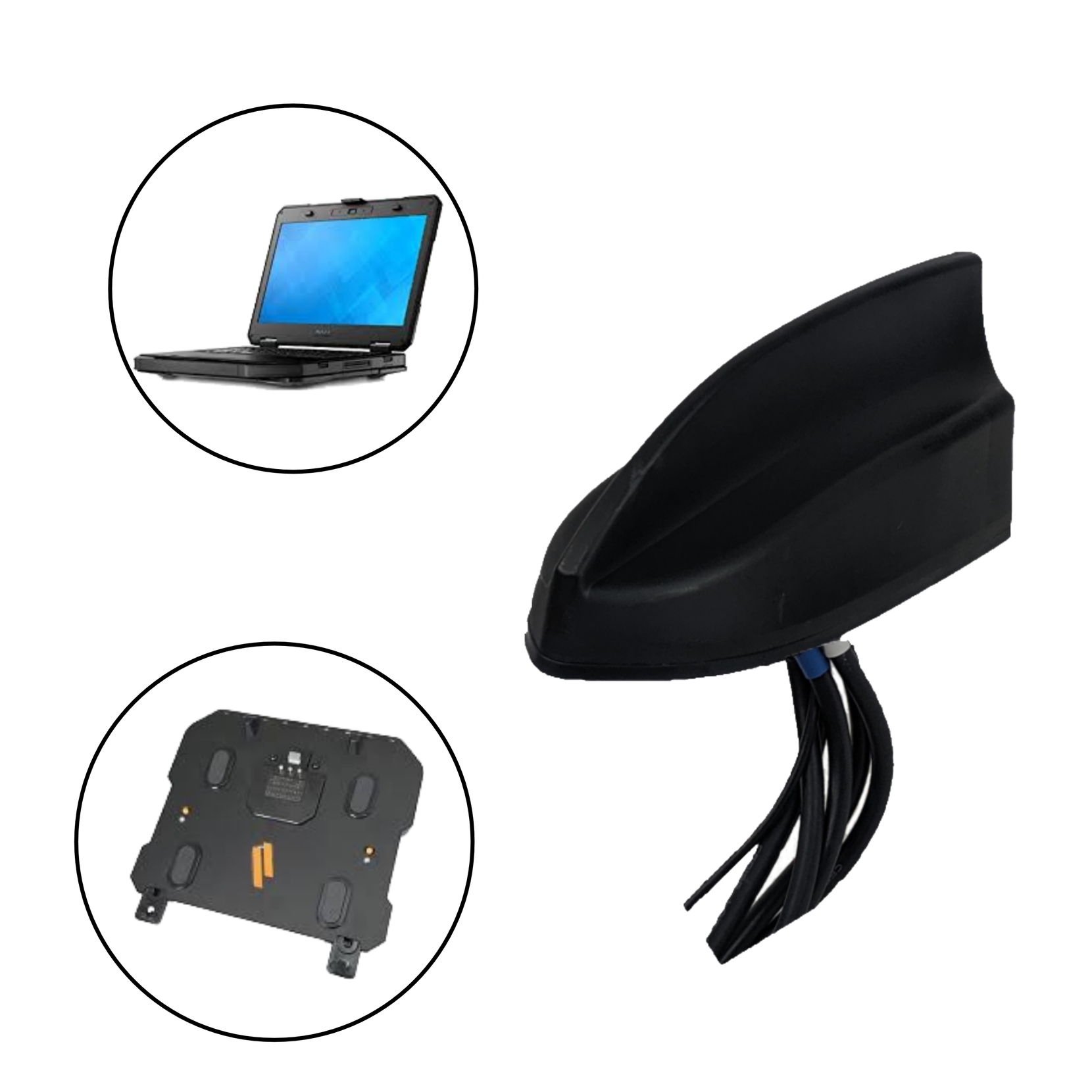 Thin Sharkfin Antenna for Dell Latitude Mobile Docking Computers/Tablets and Gamber Johnson/Havis Docking Stations