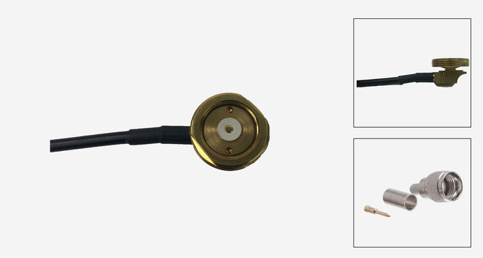 Brass 3/4 Inch Thru-Hole NMO Mount with 17 Ft. RG-58/U Cable with Mini UHF Male Connectors