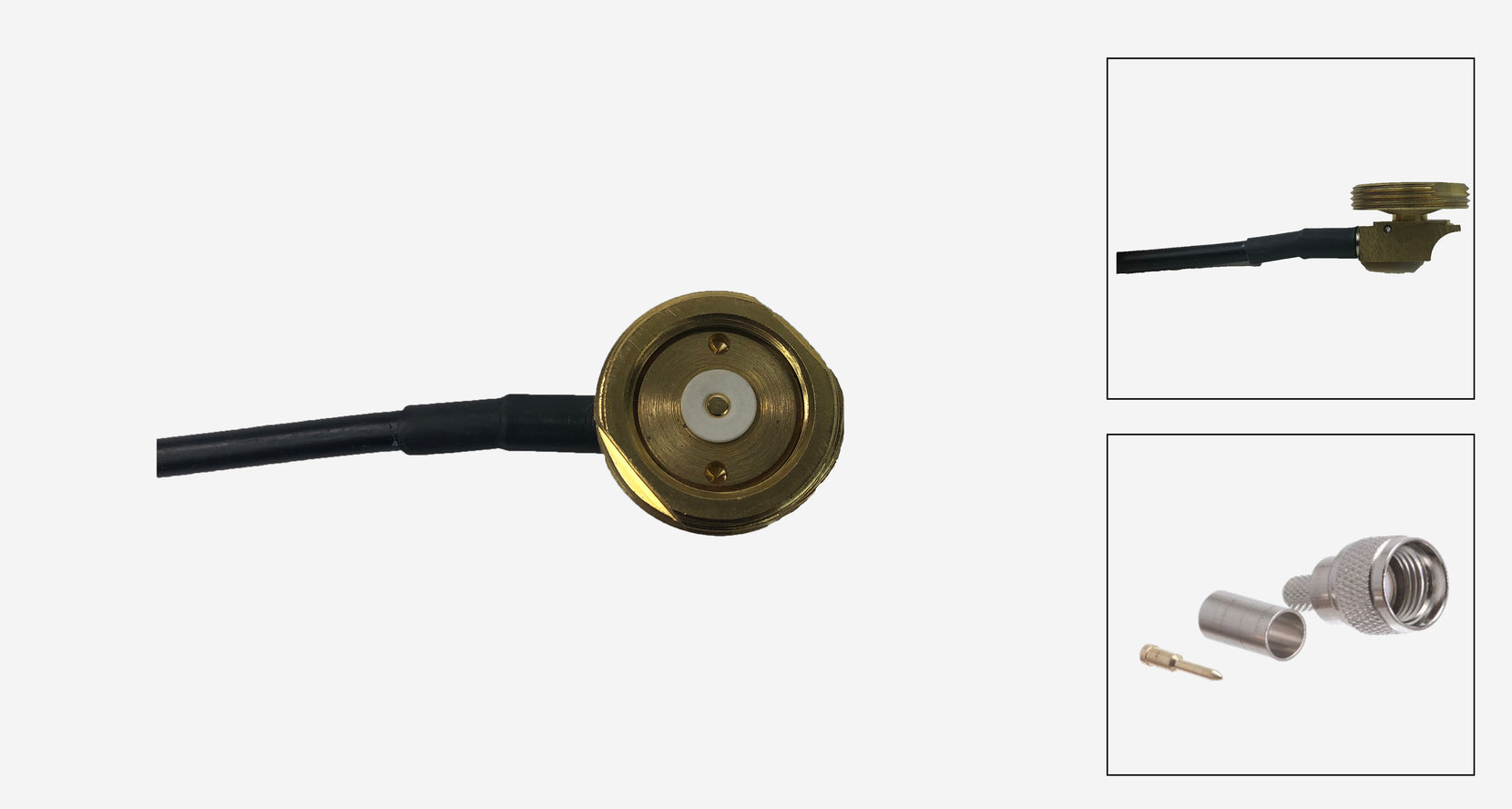 Brass 3/4 Inch Thru-Hole NMO Mount with 17 Ft. RG-58/U Cable with Mini UHF Male Connectors