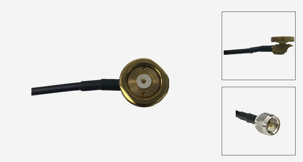 Brass 3/4 Inch Thru-Hole NMO Mount with 17 Ft. RG-58/U Cable and Installed Mini UHF Connectors