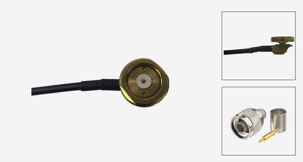 3/4 Inch Brass Thru-Hole NMO Mount with 17 Ft. RG-58/U Cable and N Male Connectors