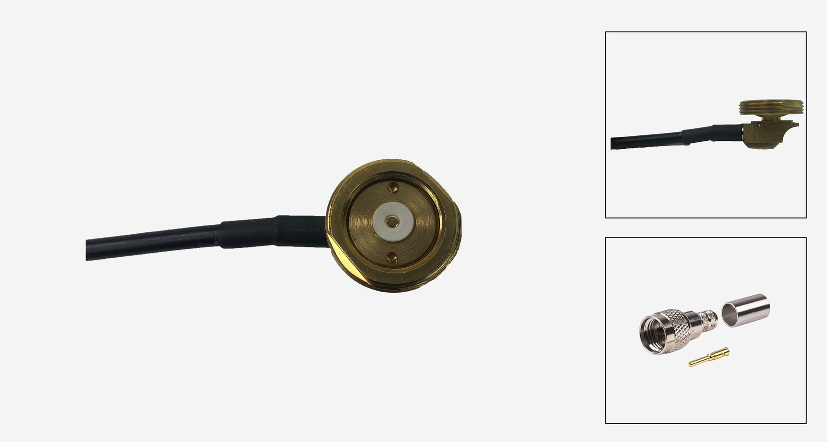 Brass 3/4 Inch Thru Hole NMO Mount with 17 Ft of RG-58U Cable and UHF Male (PL-259) Connectors
