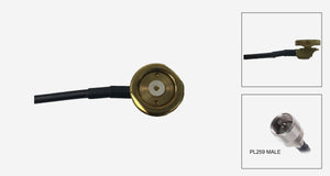 Brass 3/4 inch Thru Hole NMO Mount with 17 Ft of RG-58A/U Cable and UHF Male (PL-259) Connector Installed