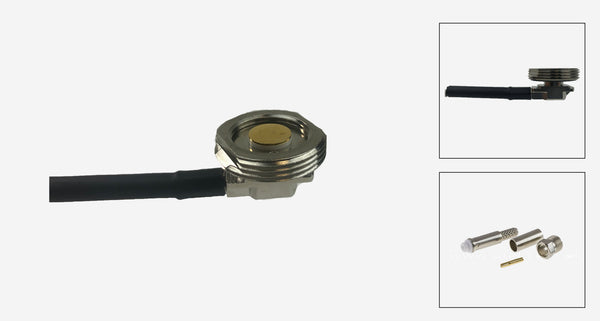 3/4 inch Chrome Thru Hole NMO Mount with 17 Ft of RG-58U Cable and FME Female Connectors
