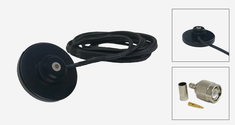 Black Magnetic NMO Mount with a 12 Ft. RG-58A/U Cable and TNC Male Connector Included but Not Installed